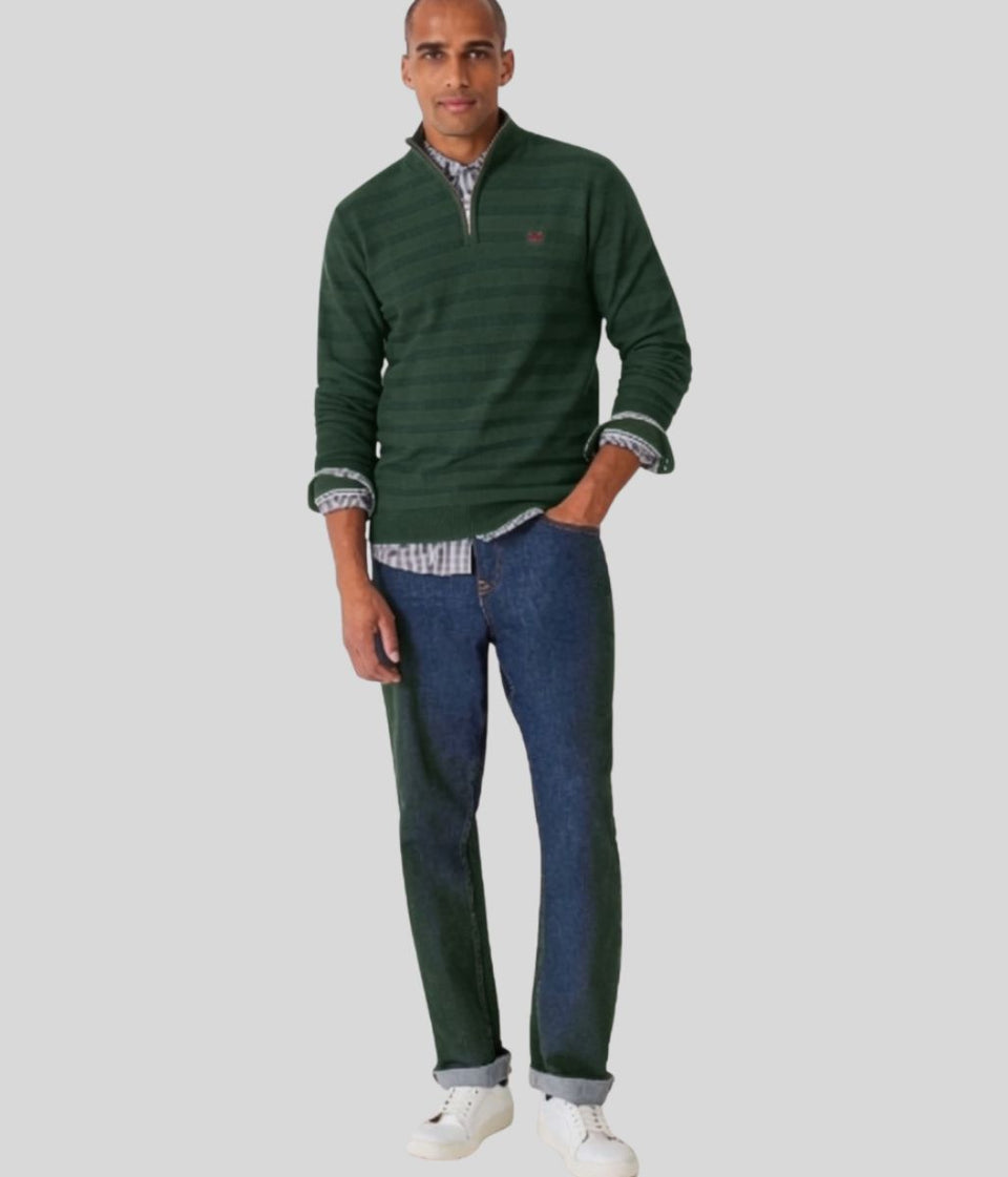 Green Cashmere & Silk Blend 1/4 Zip Jumper