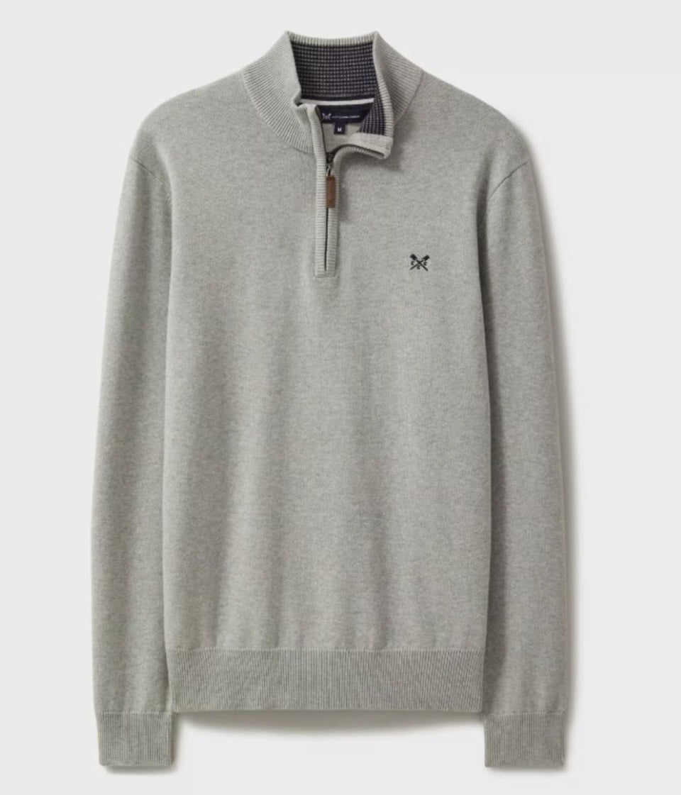 Grey Mens Cotton Half Zip Jumper