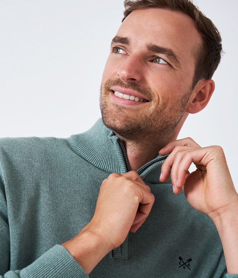 Aqua Mens Cotton Half Zip Jumper