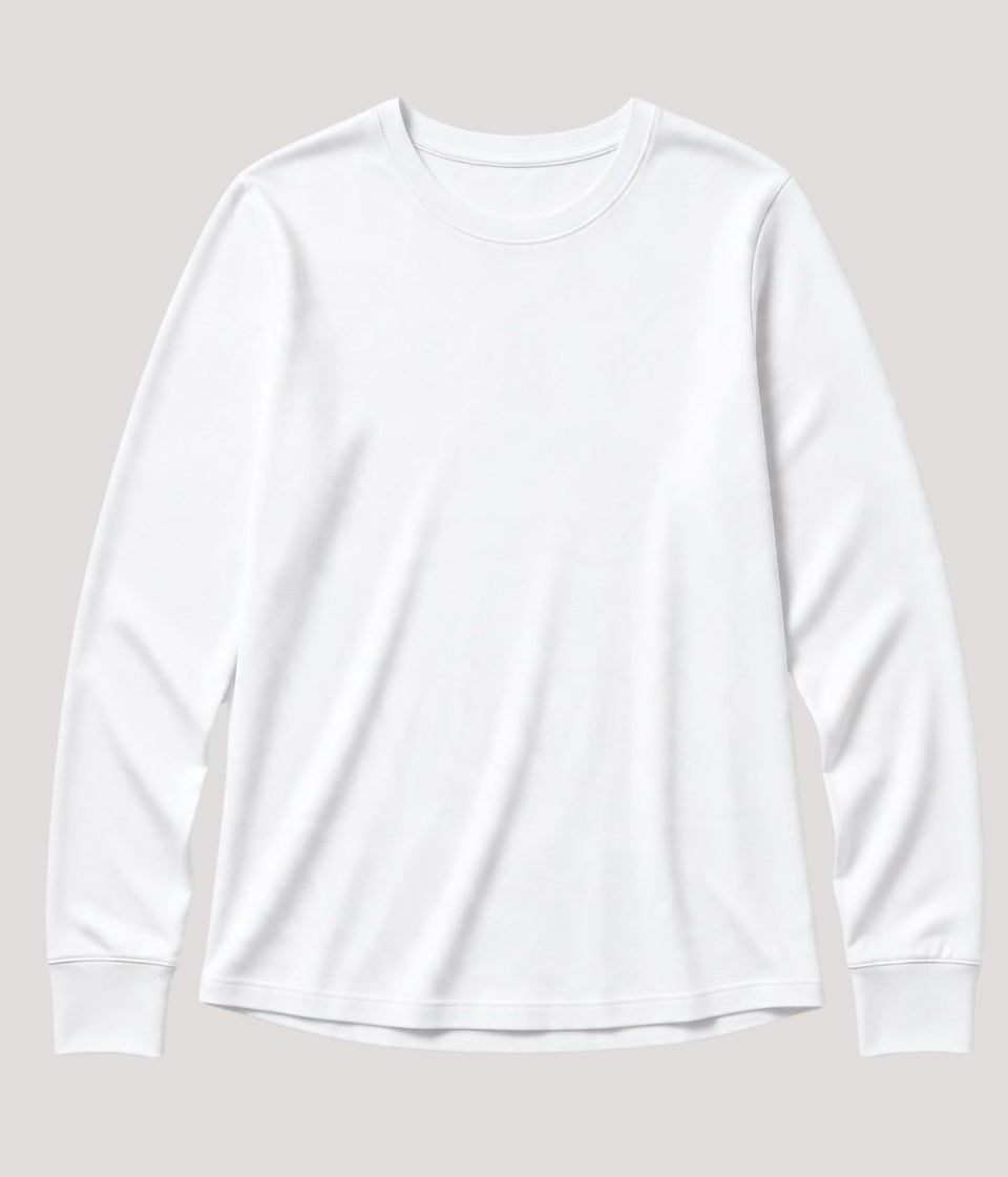 White Long Sleeve Organic Cotton Slub T Shirt