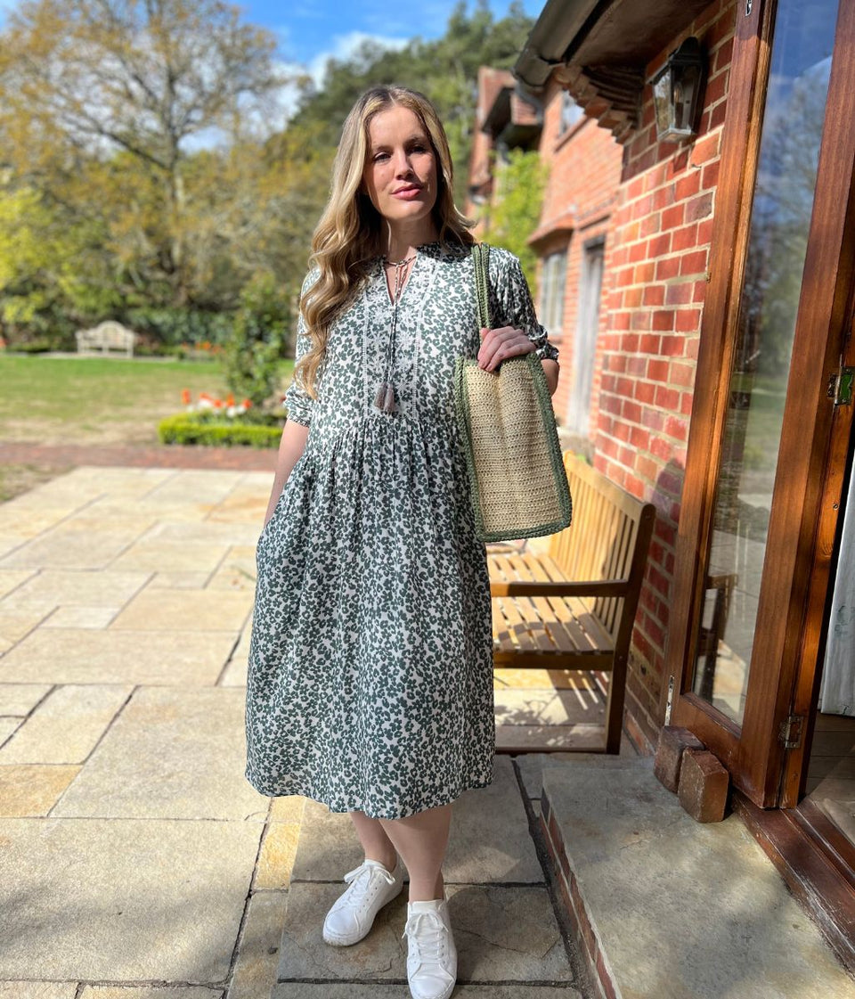 Brakeburn Leopard Floral Midi Dress