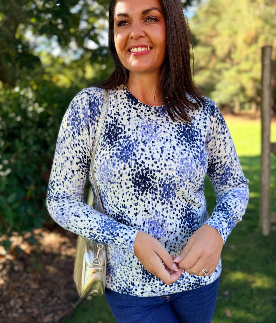 Ivory & Blue Print Jumper