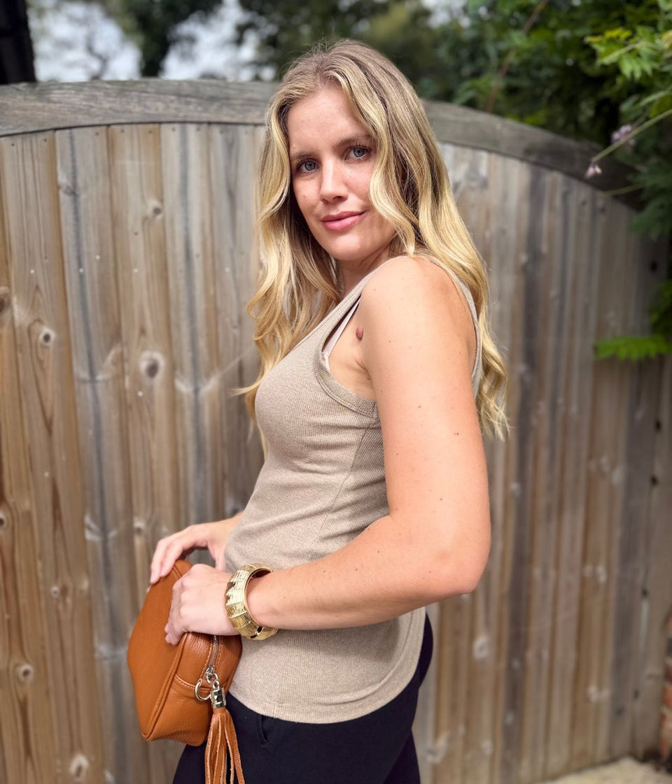 Beige Luxe Ribbed Vest