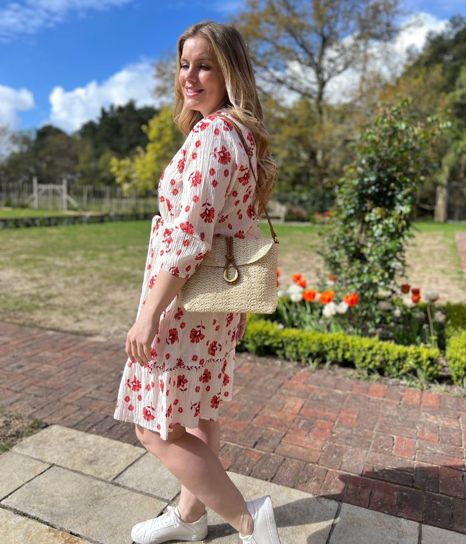 Brakeburn Ivory & Red Floral Dress