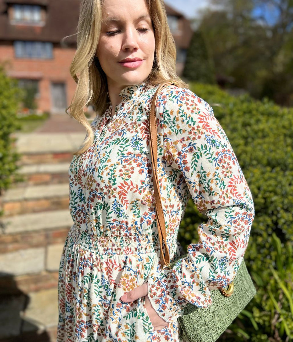 Brakeburn Floral Print Shimmer Dress