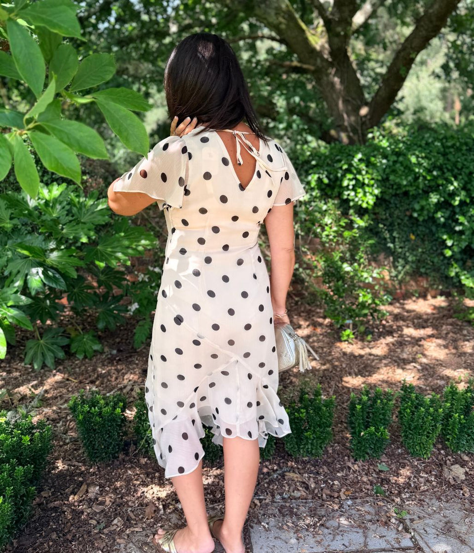 Cream Polka Dot Midi Dress