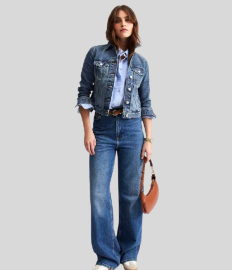 Mid Wash Button Front Denim Jacket