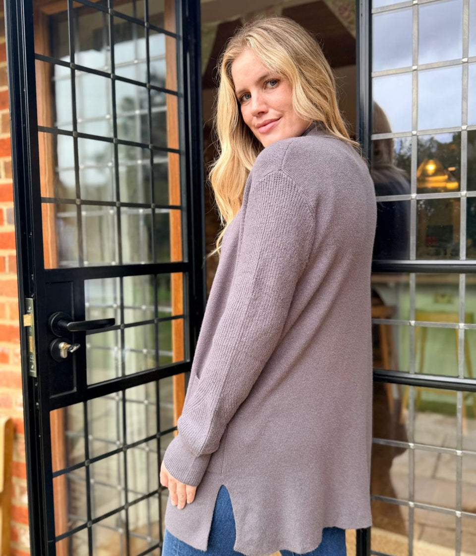 Slate Ribbed Edge to Edge Longline Cardigan