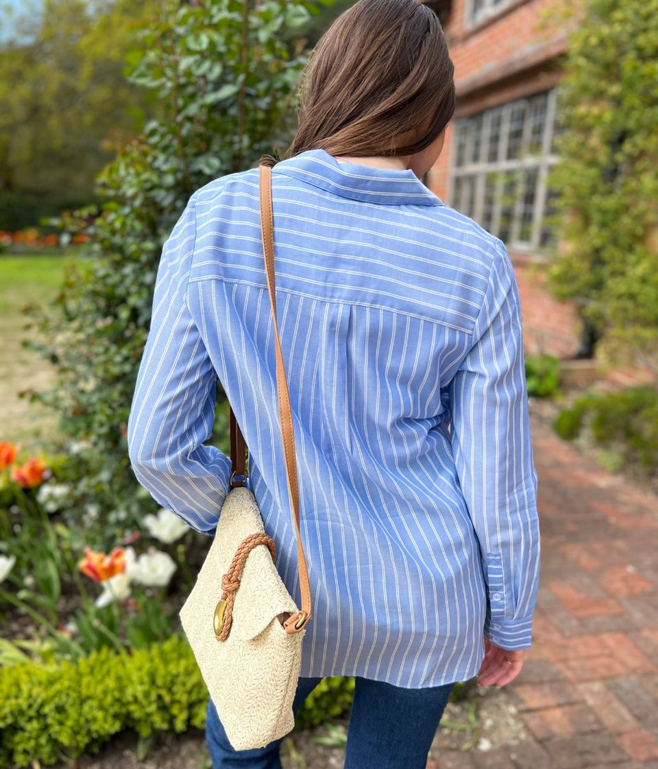 Blue Double Striped Soft Relaxed Shirt