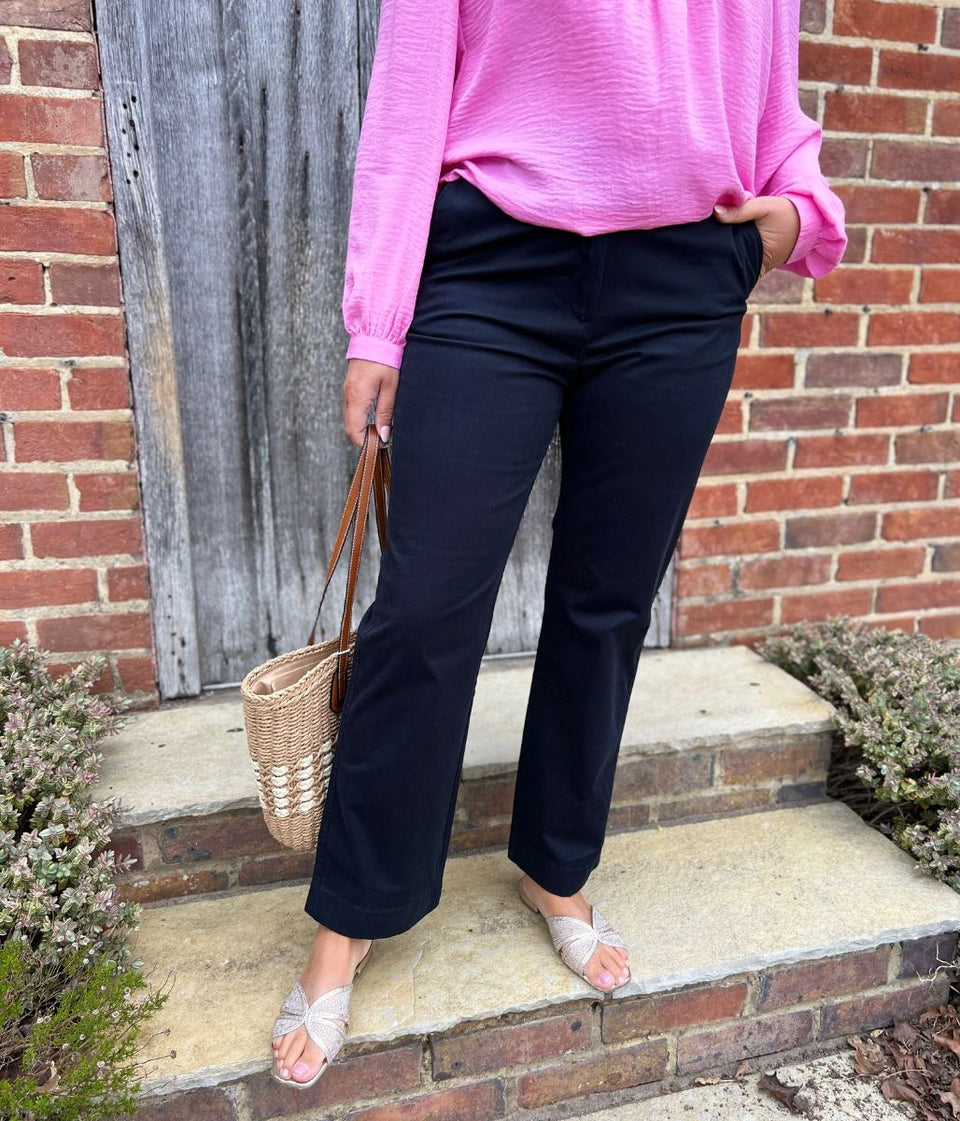 Black Straight Leg Chino Trousers