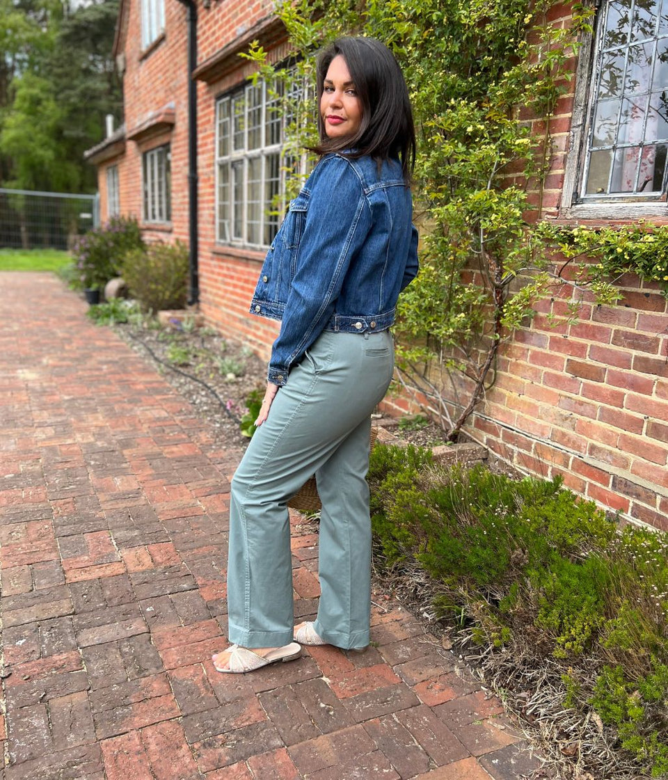 Green Straight Leg Chino Trousers