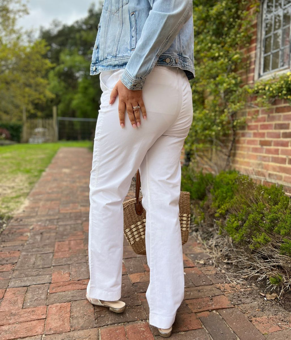 White Straight Leg Chino Trousers