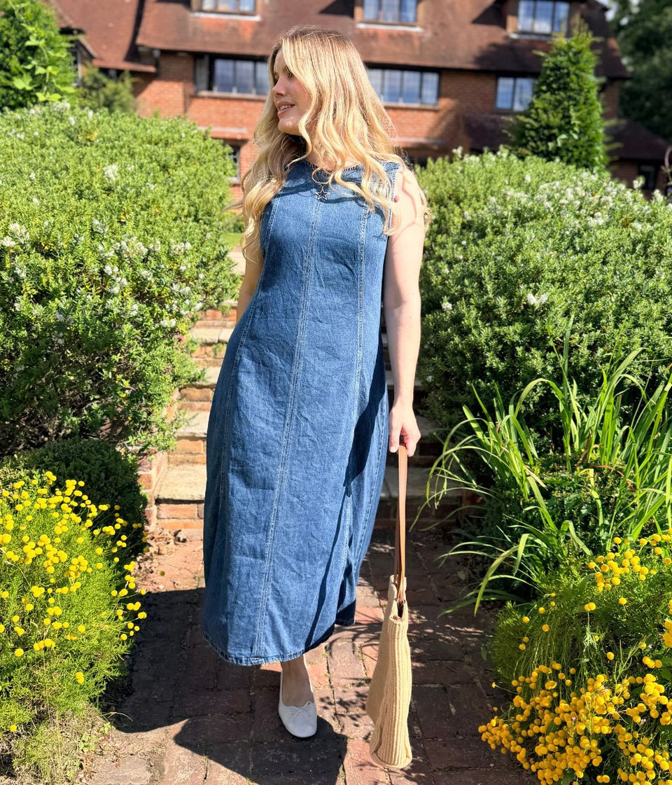 Denim Sleeveless Midi Dress