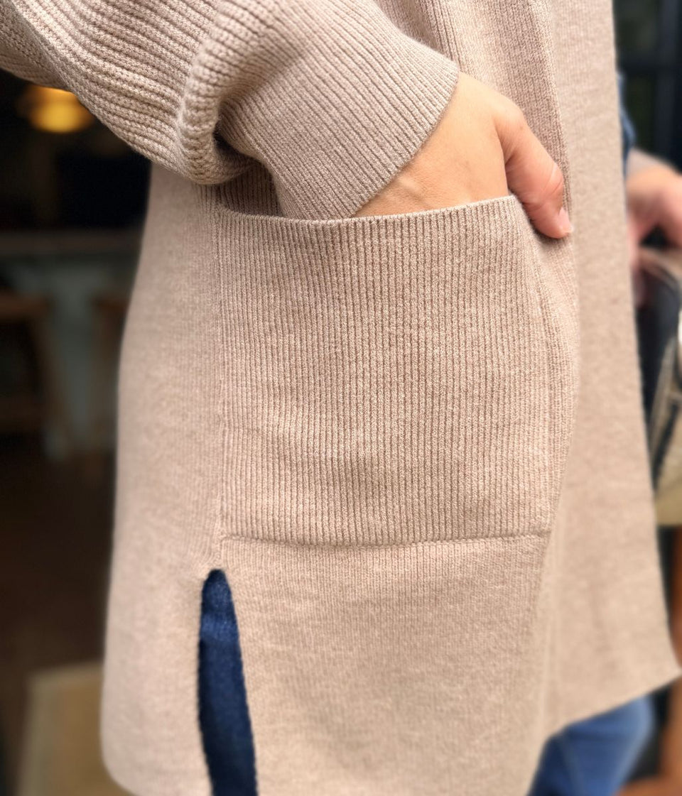 Cappuccino Ribbed Edge to Edge Longline Cardigan