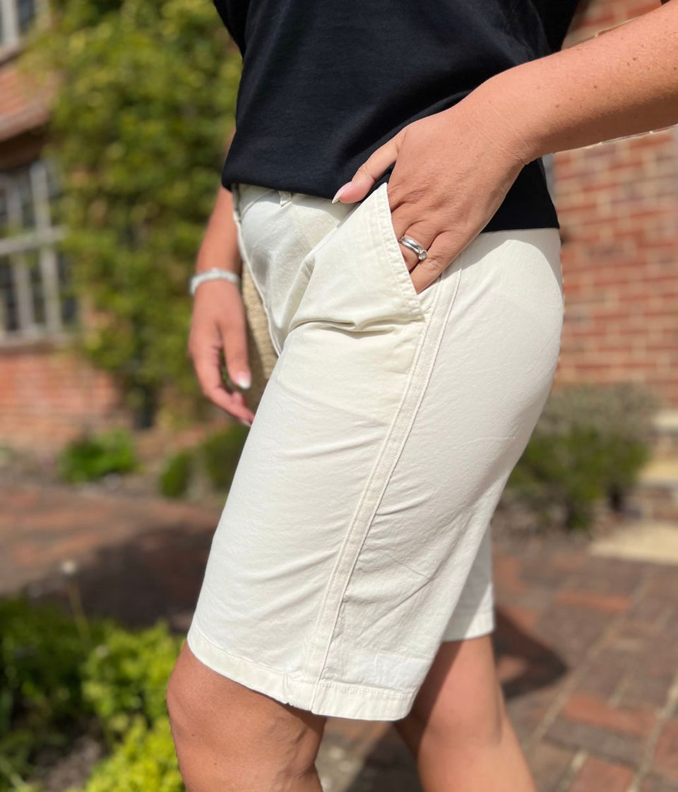 Ivory High Waisted Chino Shorts
