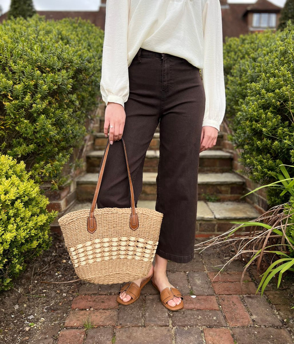 Brown Wide Leg Ankle Grazer Jeans
