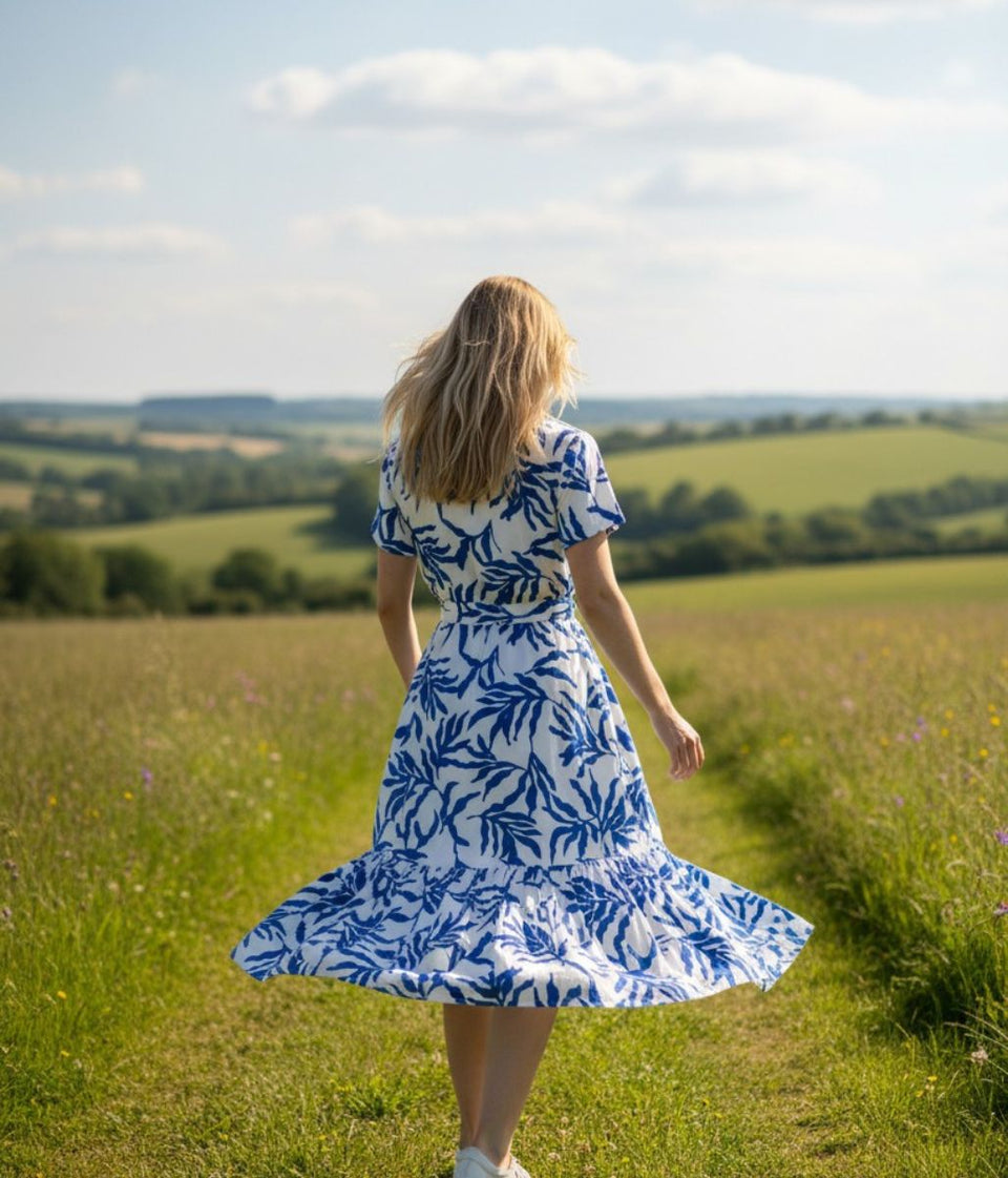 Blue Printed Amalfi Shirt Dress