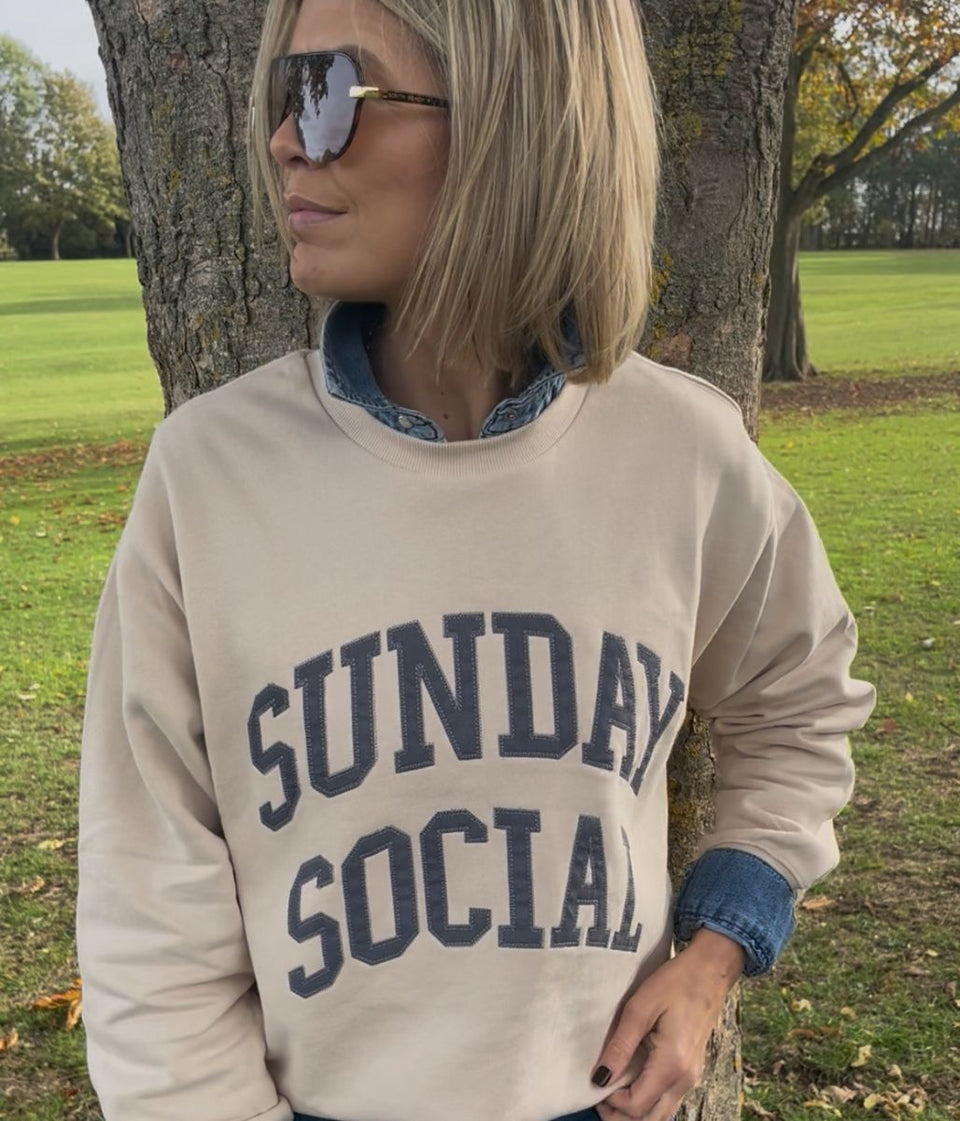 Ecru Pure Cotton Relaxed Slogan Sweatshirt