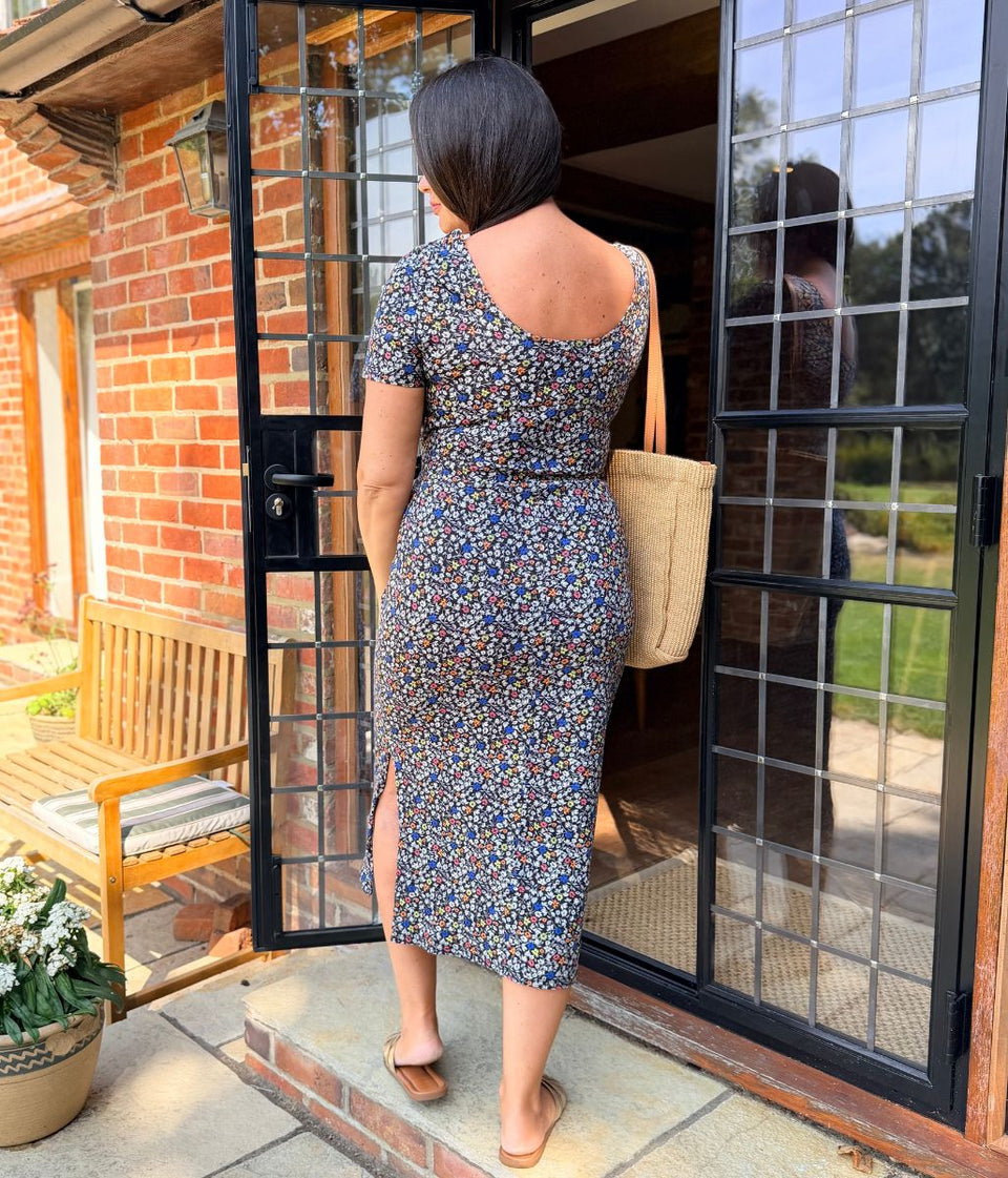 Black Ditsy Floral Dress