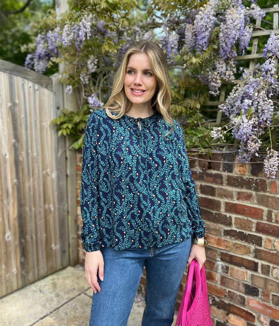 Brakeburn Navy Flower Print Blouse