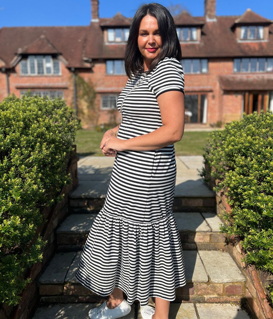 Black & White Premium Striped Jersey Dress