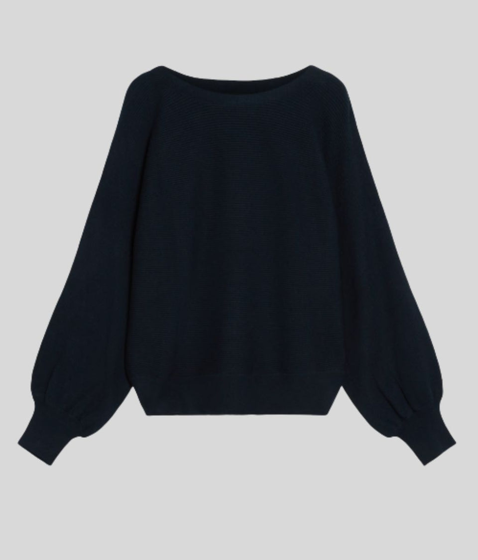 Navy Ribbed Batwing Jumper