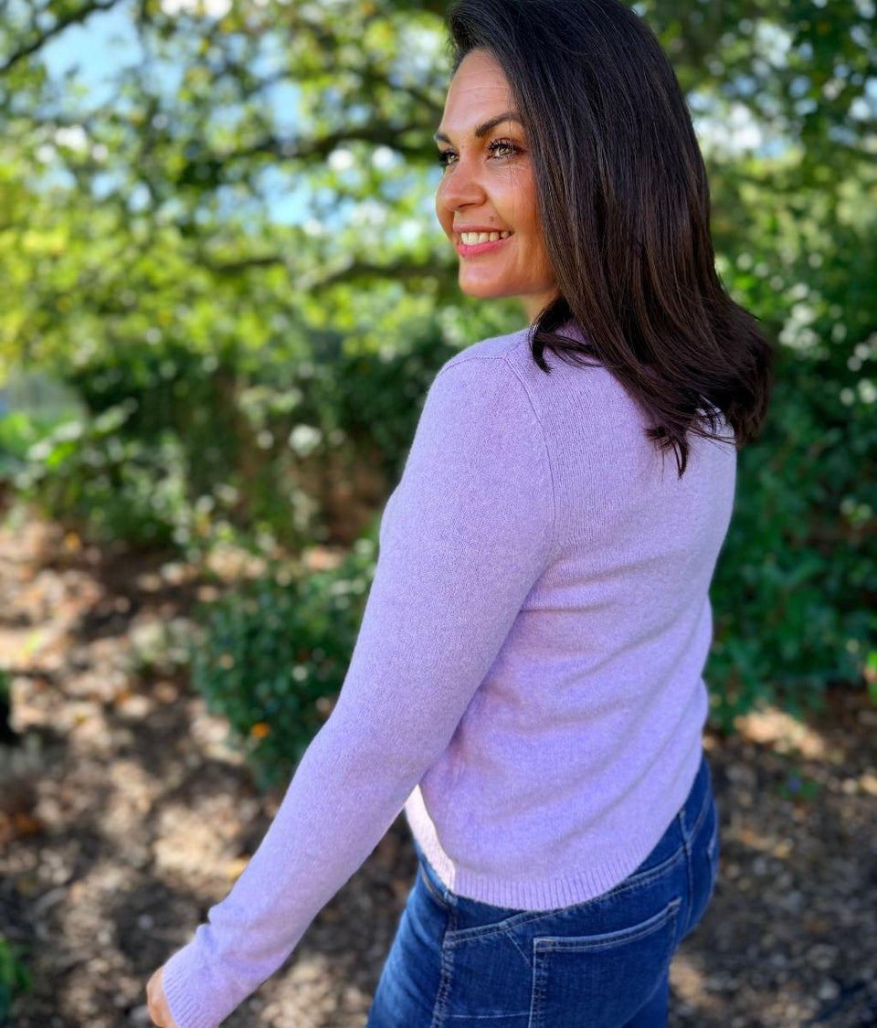 Lilac Round Neck Soft Cardigan
