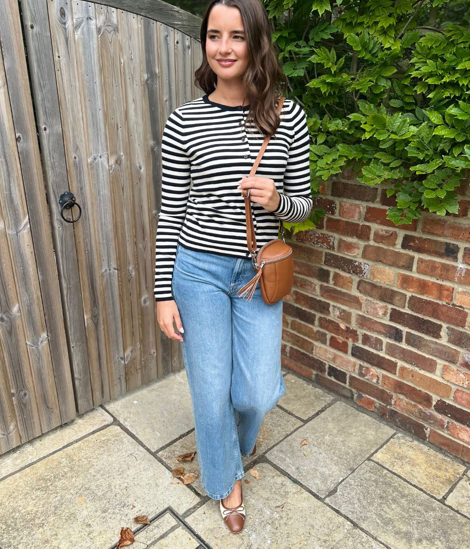 Black & White Striped Classic Cardigan
