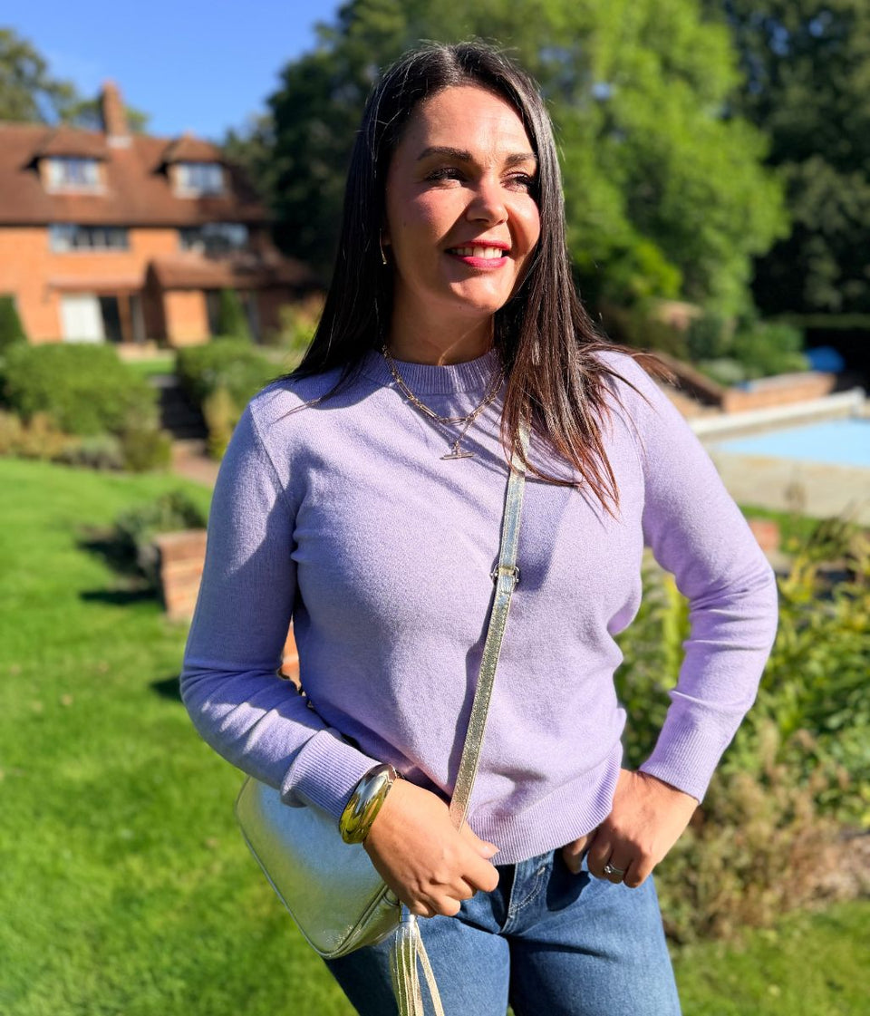 Lilac Air Yarn Crew Neck Jumper