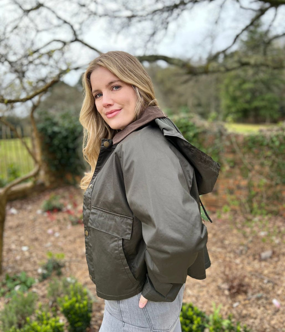 Khaki Riley Waxed Short Jacket