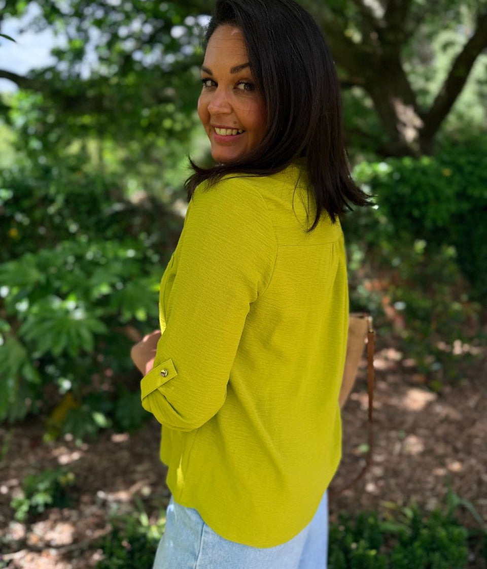 Lime Popover Tunic Blouse