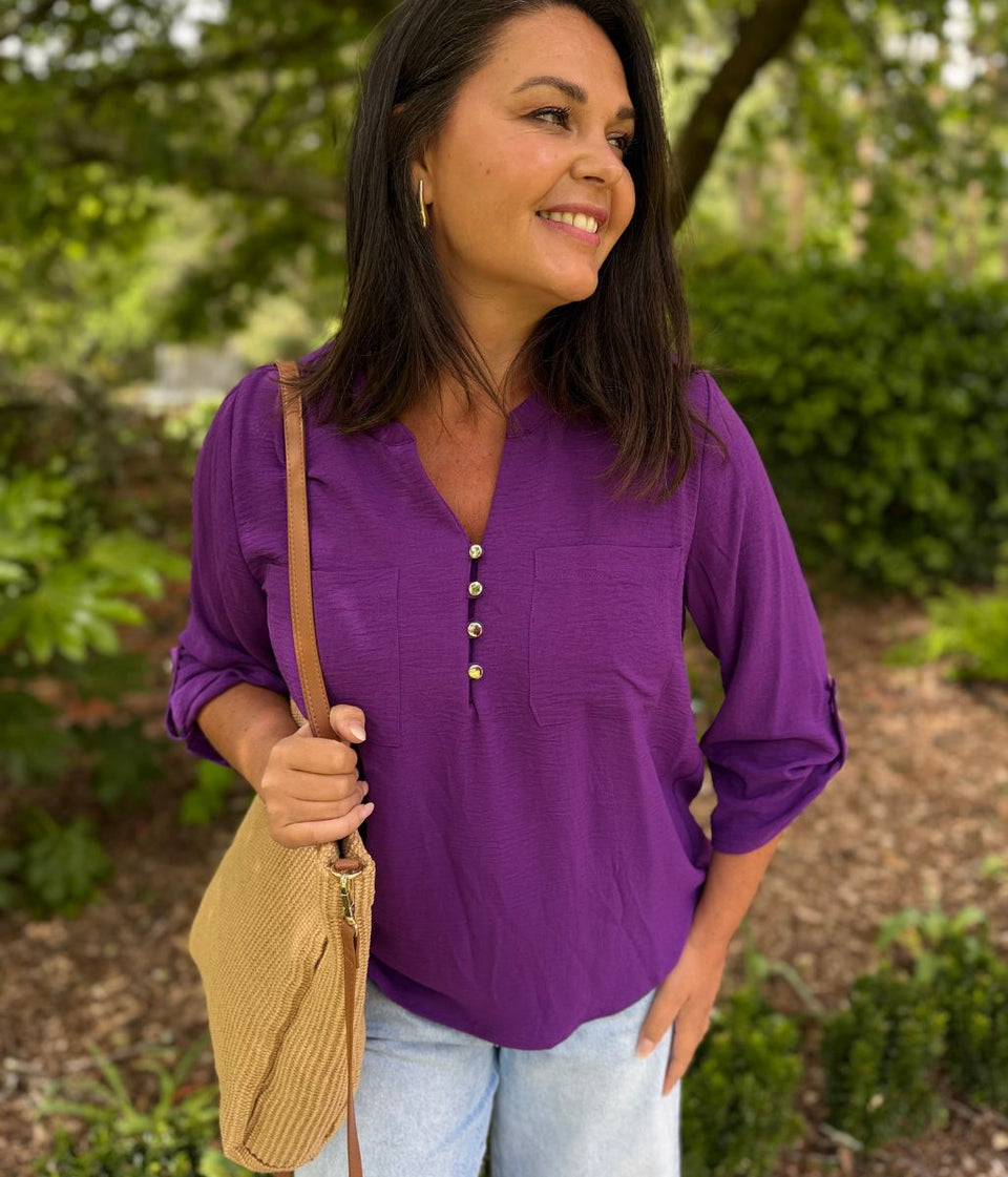 Purple Popover Tunic Blouse