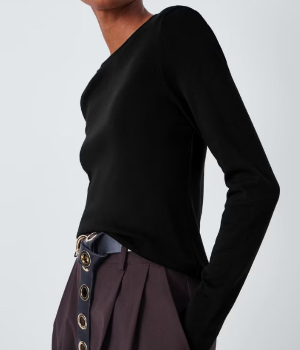 Black Organic Cotton Relaxed Long Sleeve T Shirt