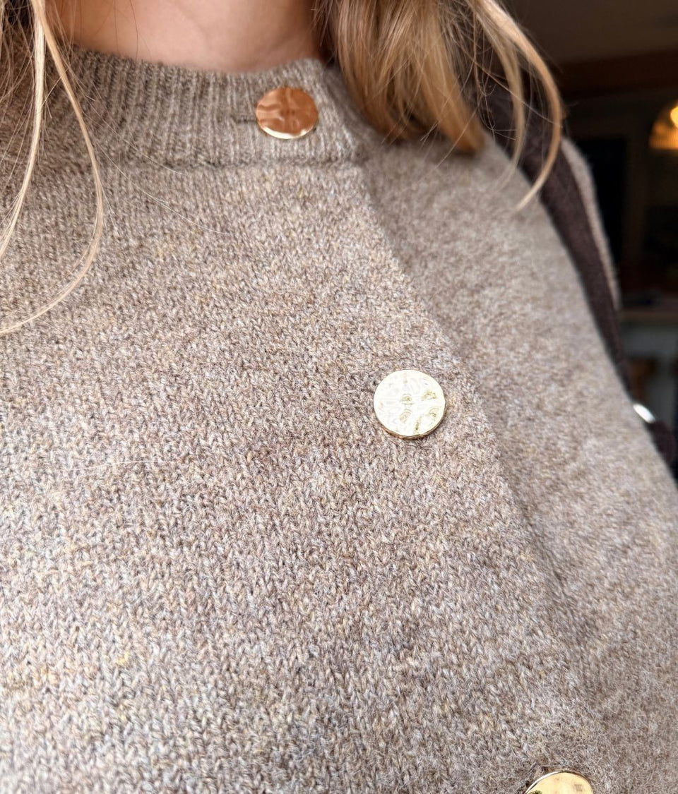 Brown Gold Button Cardigan