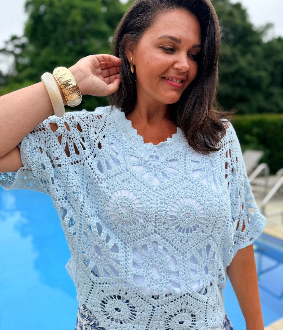 Light Blue Mandala Crochet Top