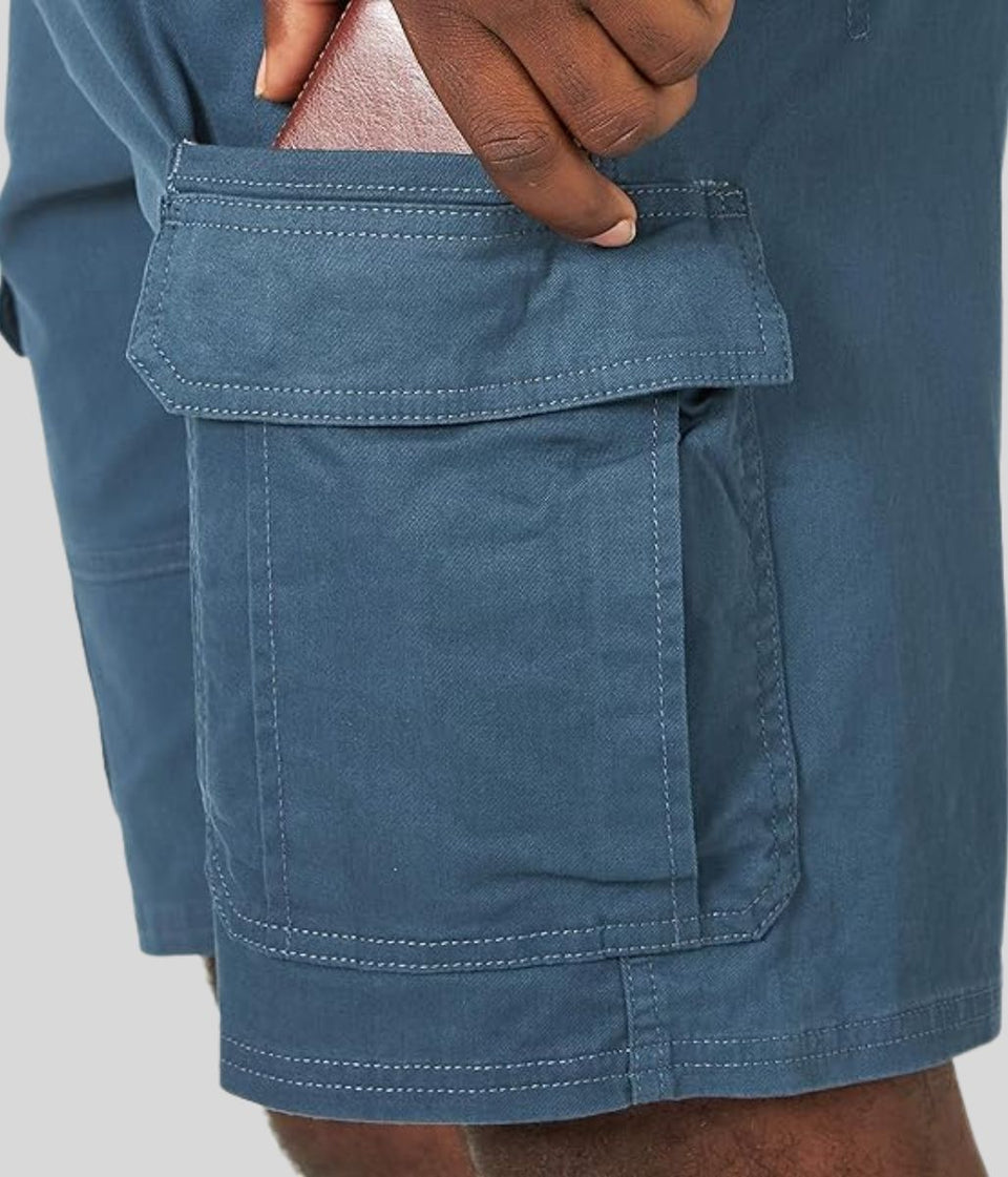 Mens Blue Relaxed Fit Cargo Shorts
