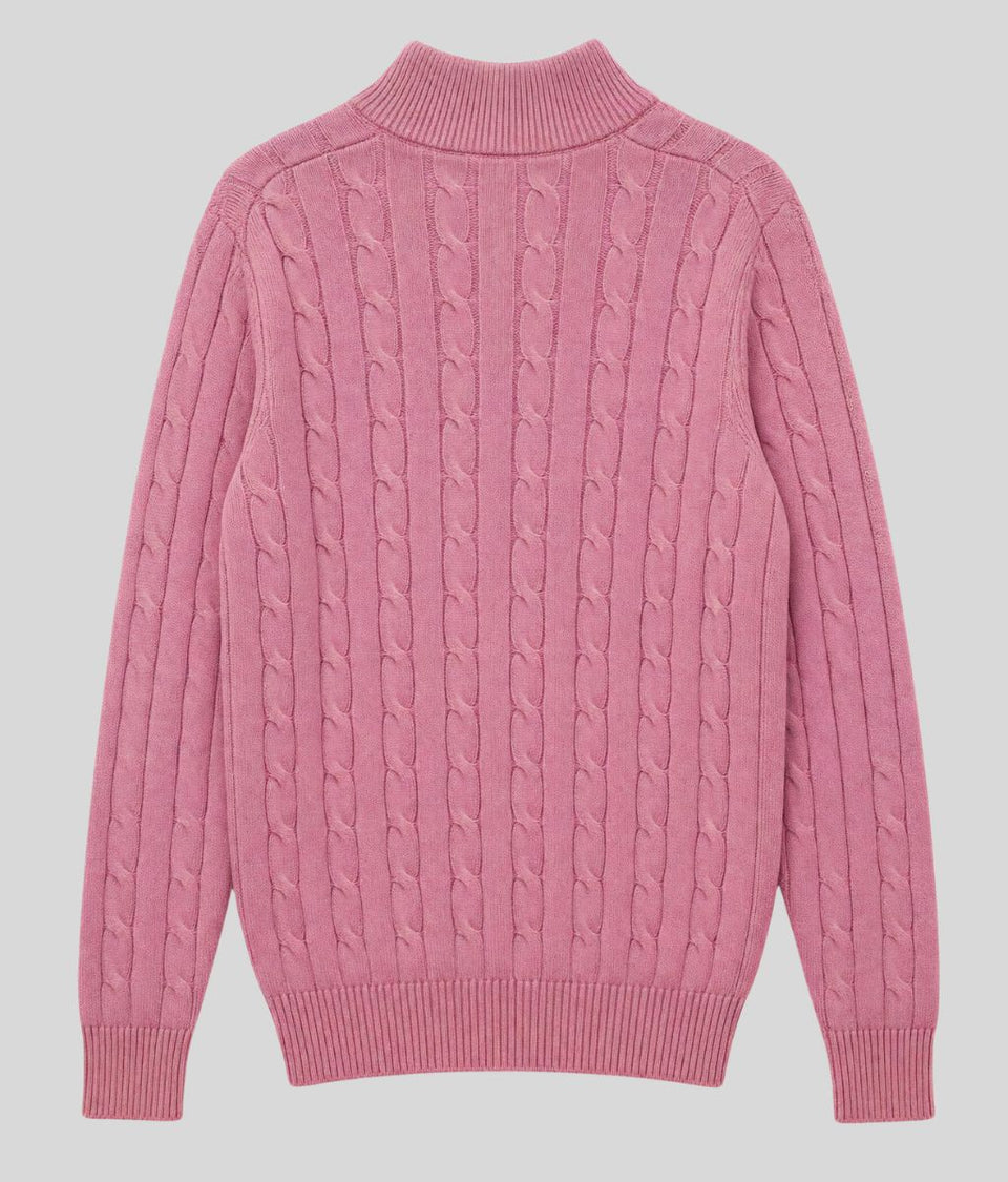 Pink Mens Oarsman Cotton Half Zip Jumper