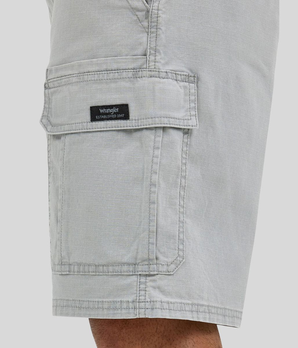 Mens Light Grey Relaxed Fit Cargo Shorts