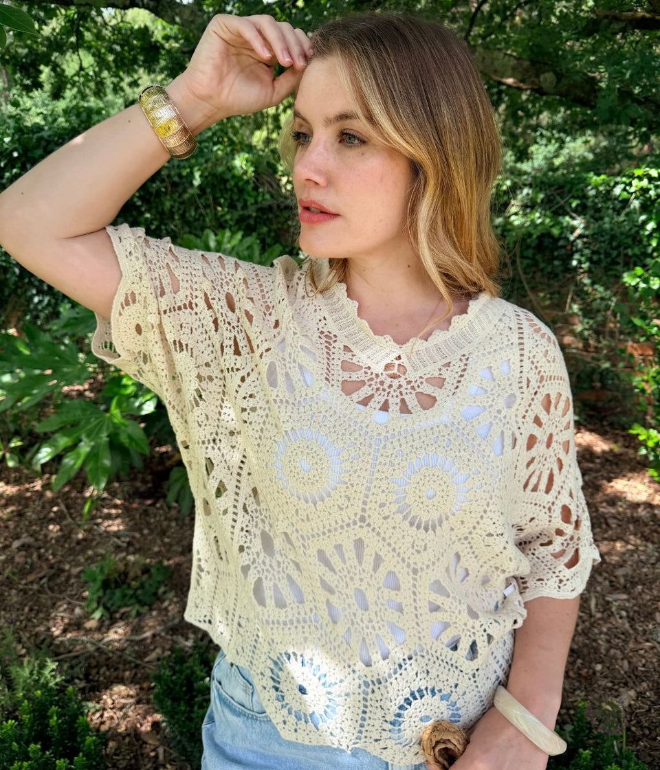 Ecru Mandala Crochet Top