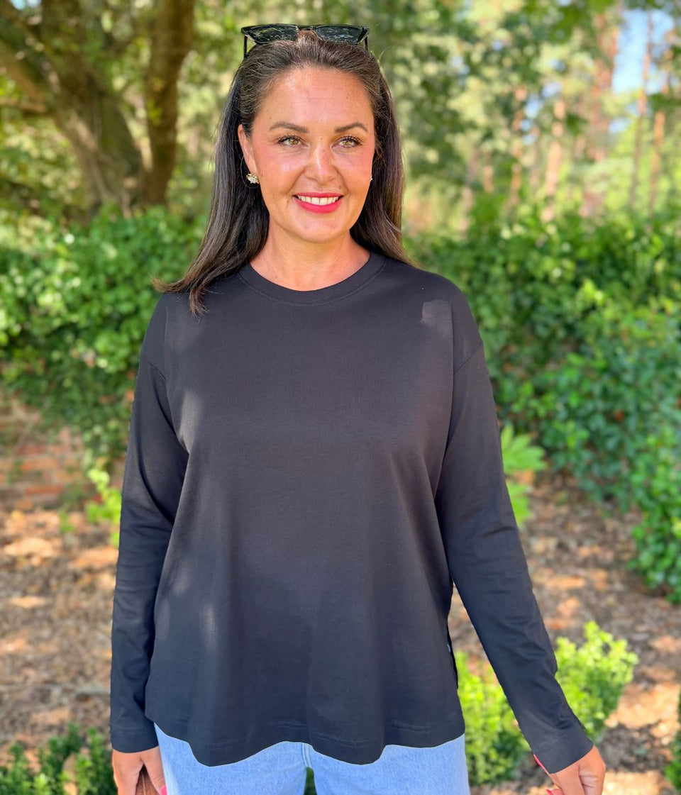 Black Relaxed Organic Cotton Tunic Top