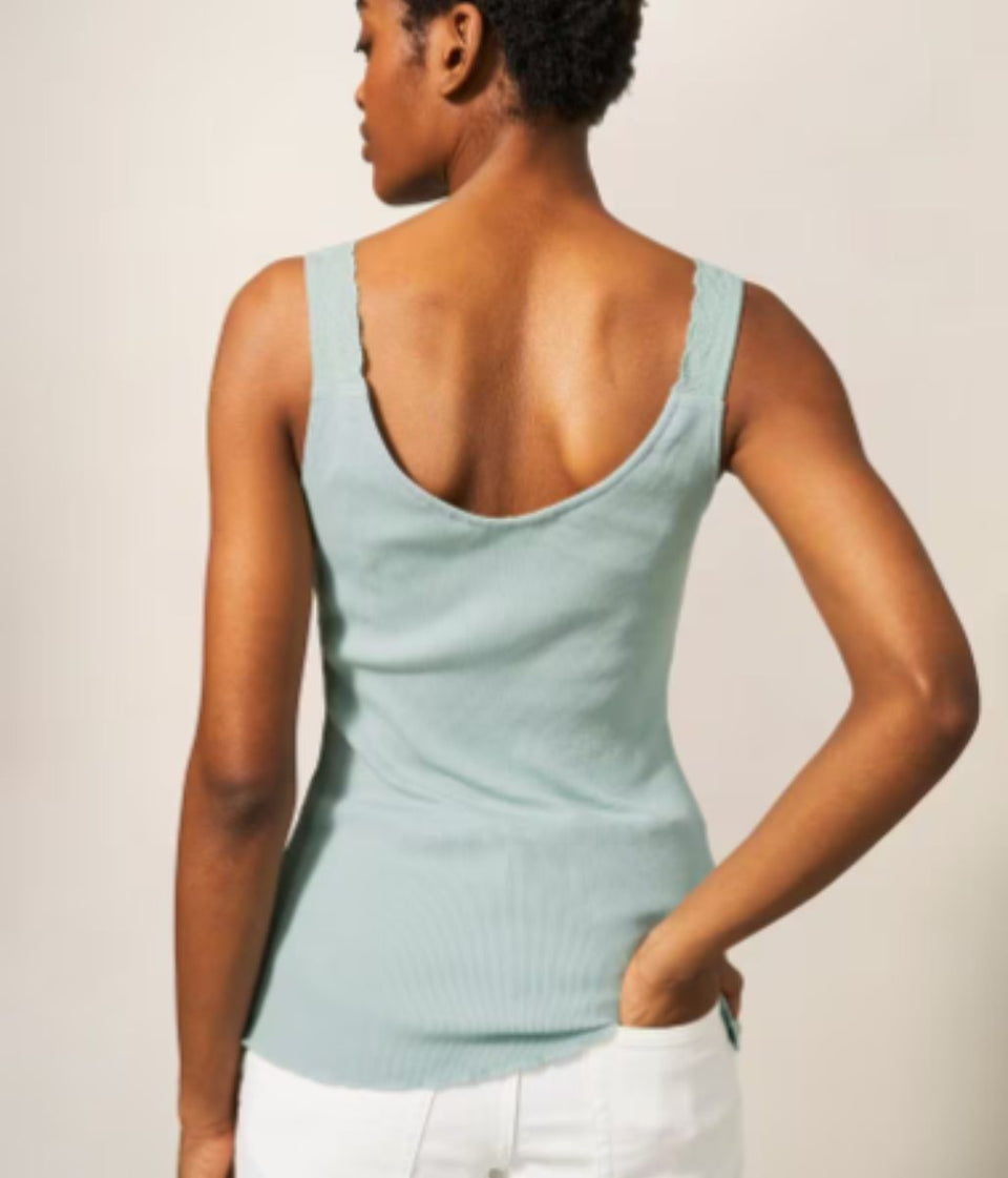 Light Green Sea Breeze Lace Trim Vest Top