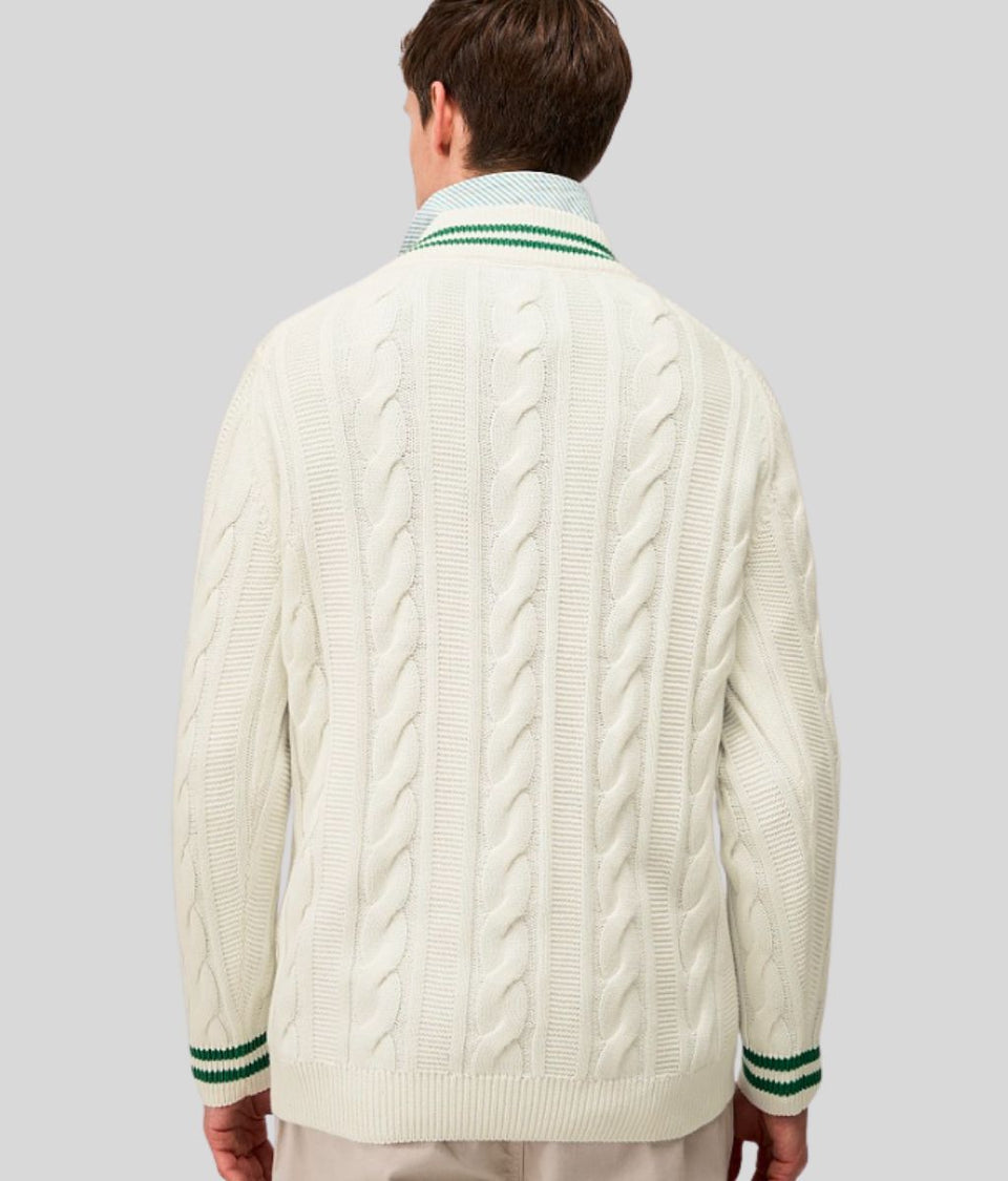 Mens Ivory V Neck Cricket Jumper