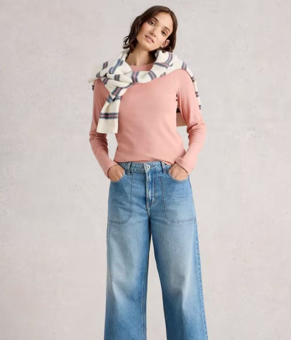 Pink Long Sleeved Sadie Ribbed Top