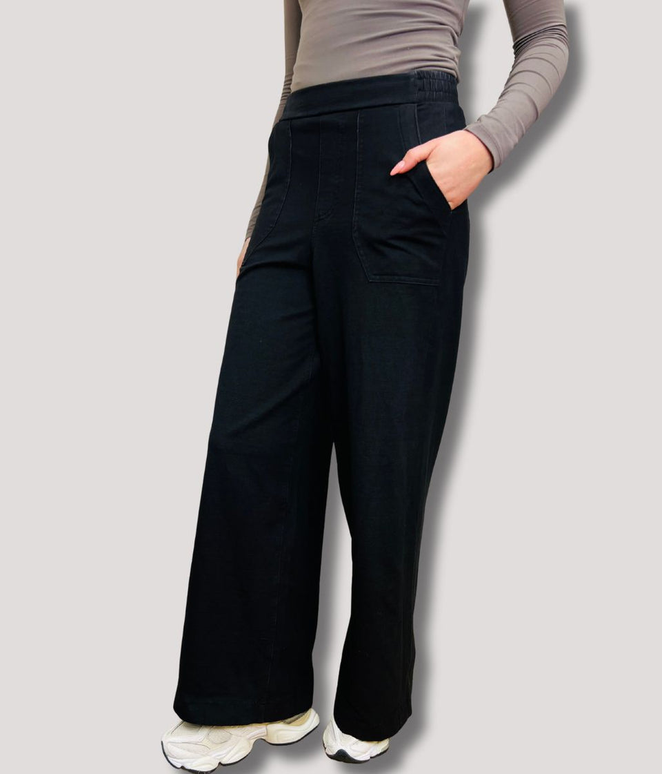 Black Casual Wide Leg Trousers