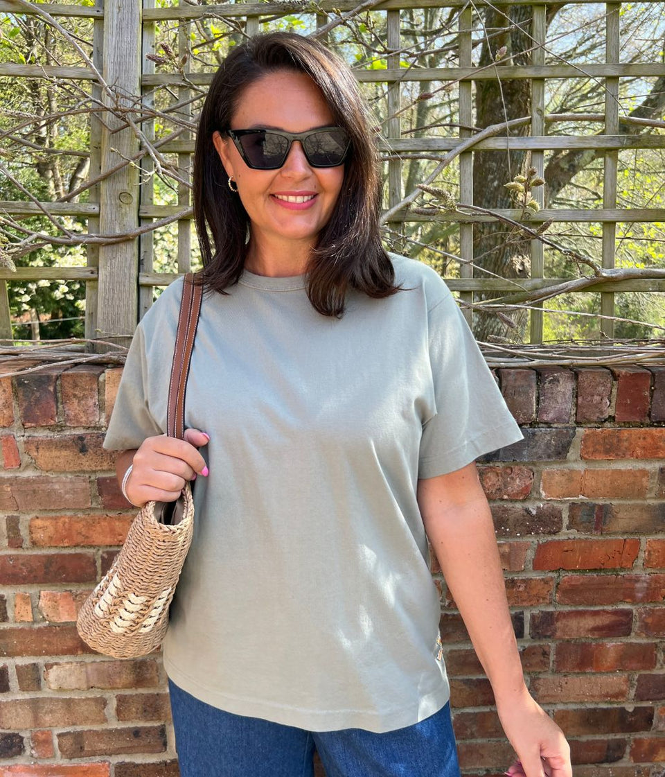 Green Cotton Relaxed Graphic T Shirt