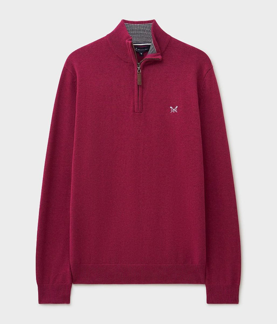 Bright Pink Mens Cotton Half Zip Jumper