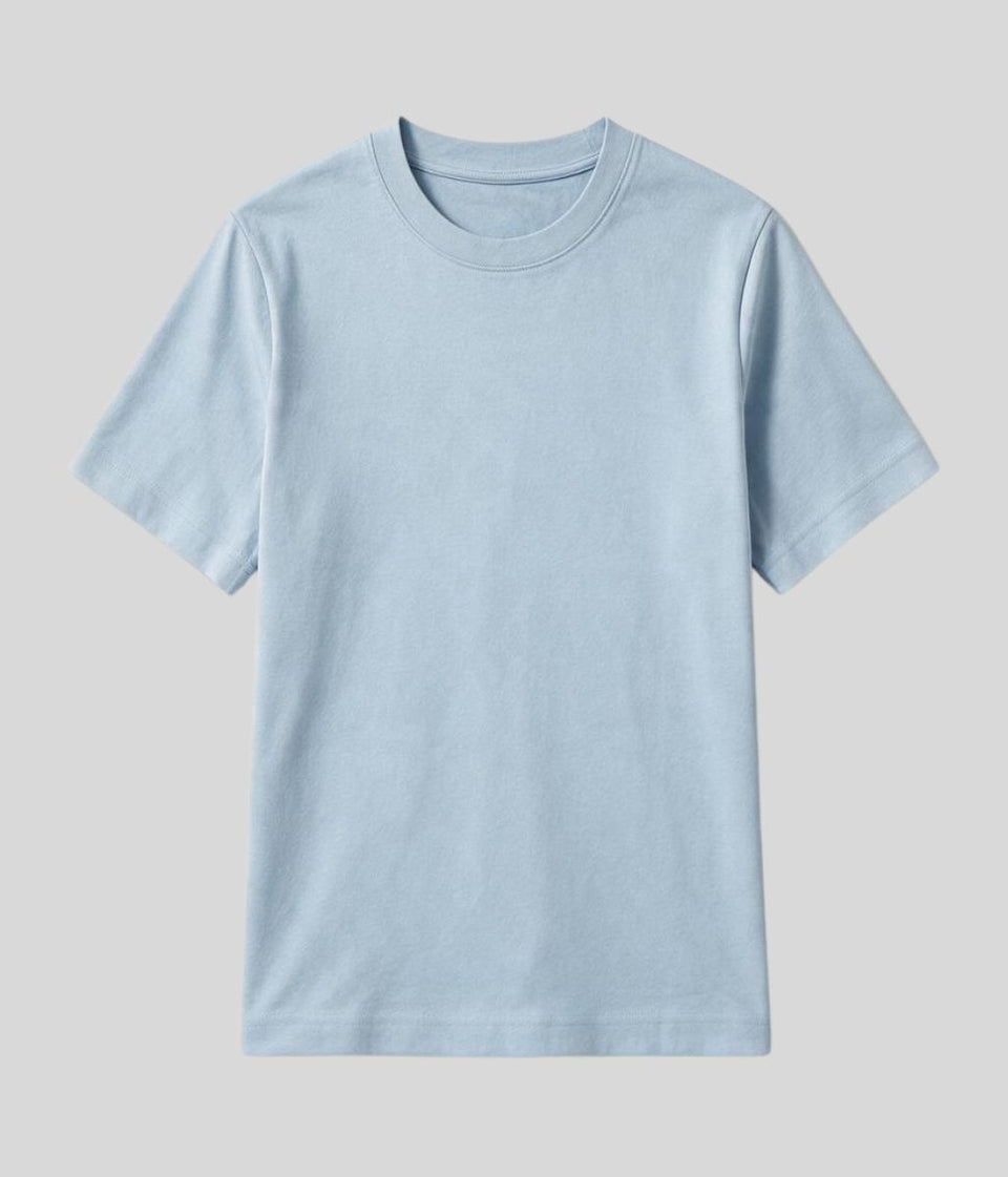 Light Blue Organic Cotton Short Sleeve T Shirt