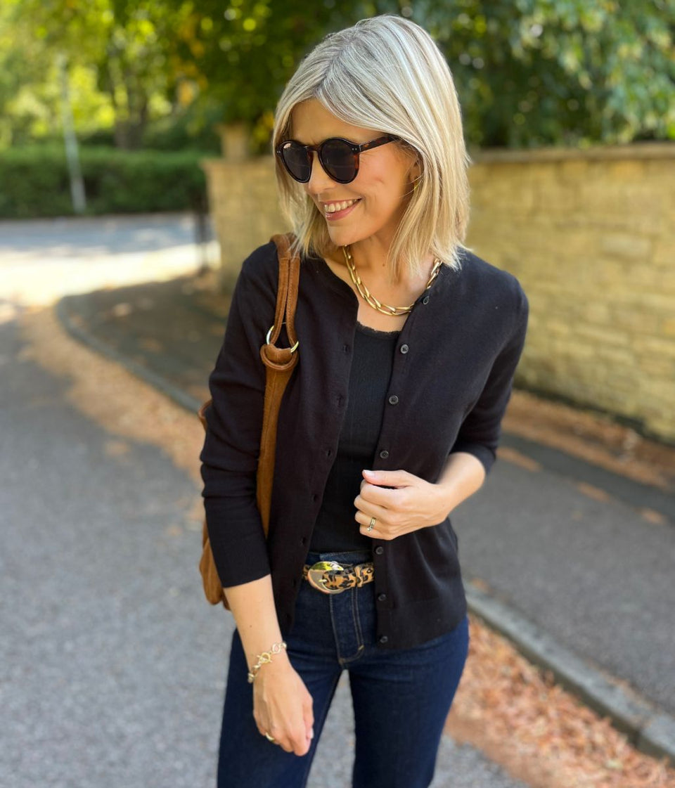 Black Cotton Cardigan