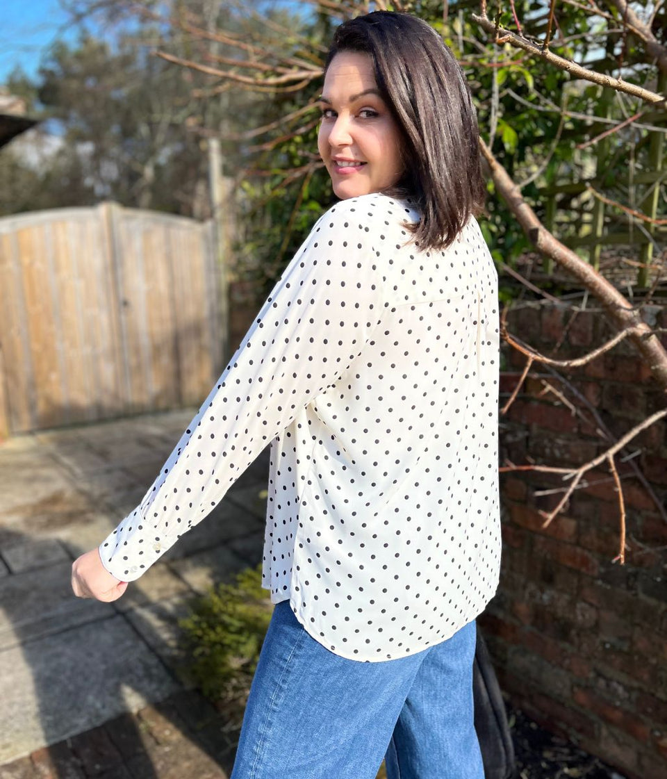 Ivory Dot Print Becca Shirt