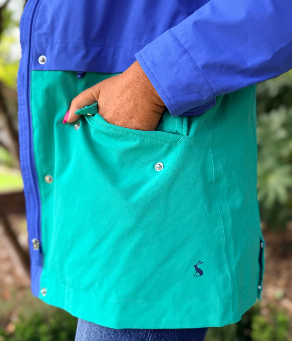 Blue & Green Right as Rain Waterproof Coat